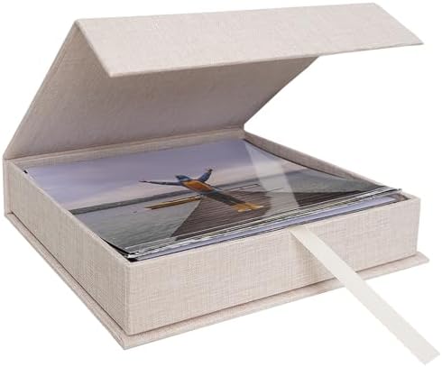 5x7 Photo Storage Box, Premium Linen Memory Box for Photos, Pictures, Certificates, Scrapbooking Supplies & Jewelry - Portable, Stackable Organizer for Home, Crafters & Collectors by CHERRICH