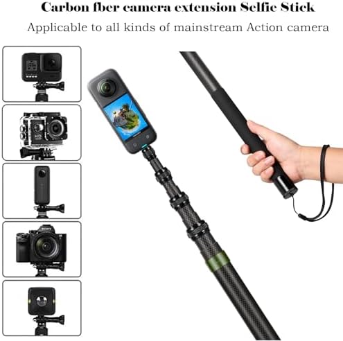 17-118"/3.0m Carbon Fiber Invisible Selfie Stick 9.8ft Extended Super Long Pole for Insta360 X5/X4 Insta 360 X3 ONE X2, ONE R, ONE X, ONE GO 3S 3 2 Gopro Max Action Camera Accessories - Image 3
