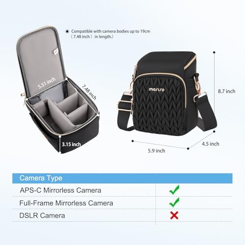 MOSISO Camera Bag, Crossbody Shoulder Bag Photography Camera Case, Black - Image 4