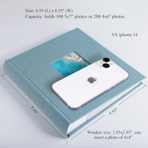 1DOT2 Photo Album with Writing Space, 100 Pages, Linen Cover, Cyan Blue - Image 6