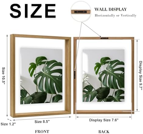 Egofine 8x10 Floating Frames Set of 2, Double Plexiglass Picture Frame, Made of Solid Wood Display Any Size Photo up to 8x10, Wall Mount or Tabletop Standing, Carbonized - Image 2