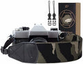 Padwa Lifestyle Camouflage Camera Strap - 2" Wide Genuine Leather Ends Camera Straps for Photographers, Vintage Forest Camo Strap with Camera Quick Release fits All Cameras by PadwaLifestyleCameraStrap