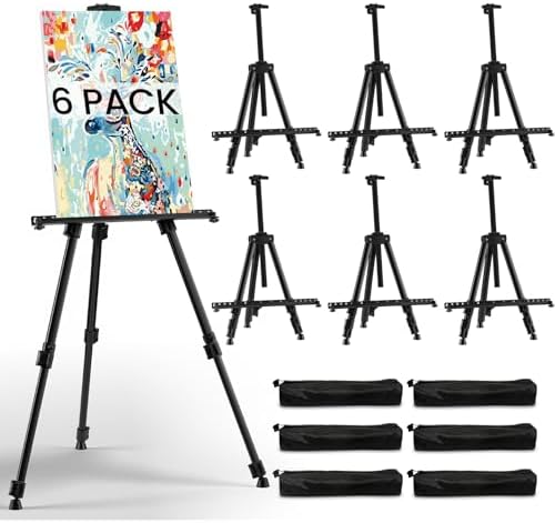 RRFTOK 6 Pack 17-66 Inch Art Easel Stand for Painting and Sign, Black by RRFTOK