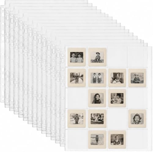 Fuyoooo 50 Pack Protective Photo Slide Pages Holds 20 35mm Slides by Liraitoya