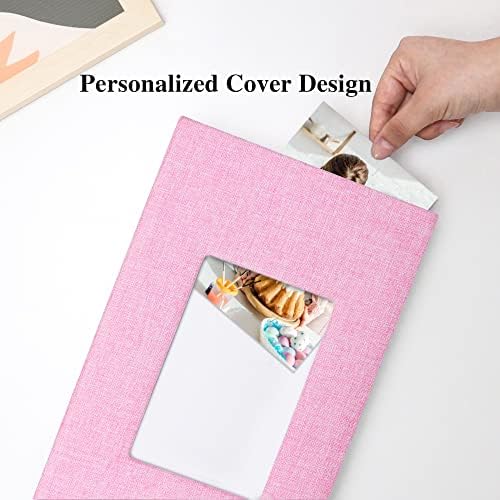Vienrose 4x6 Photo Album,300 Pockets,Linen Cover with Window,Pink - Image 3