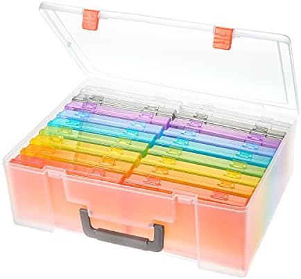 Photo Storage Box 4x6, 18 Inner Photo Case Large Photo Organizer Acid-Free Photo Box Storage Photo Keeper Photo Storage Case, Plastic Craft Storage Box for Photo Stickers Stamps Seeds (9 Colors) by Gbivbe