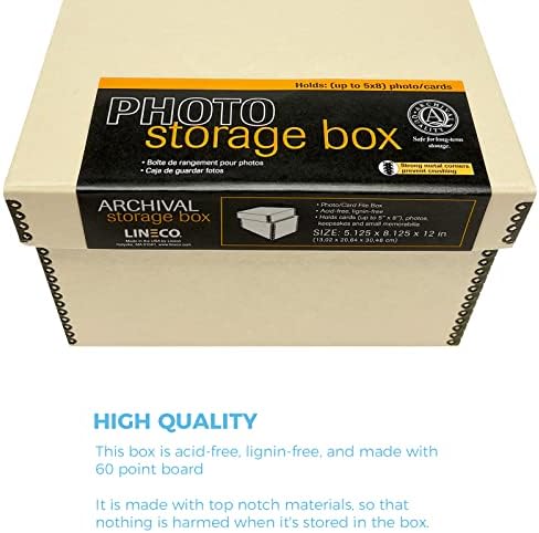 Lineco Archival Photo Card Box, Museum-Quality Storage, 5x8x12 Inch, Tan - Image 5