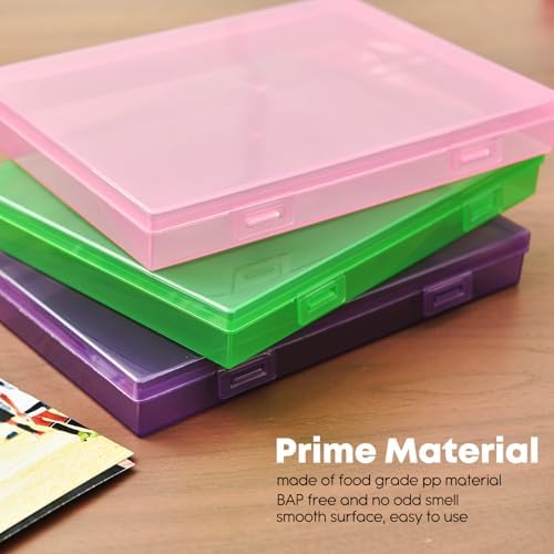 ALINK Photo Storage Box 5" x 7" with Handle, 18 pcs Inner Photo Container Organizer and Craft Keeper, Portable Picture Case with Label for Arts, Crafts, Sewing, Stickers, Office Supplies - Colored - Image 6