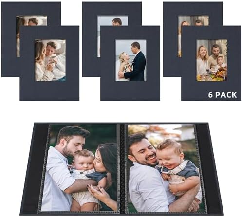 Small 4x6 Photo Album 24 Pockets Linen Cover Gray Blue 6 Pack by Remowith