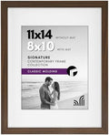 Americanflat 11x14 Picture Frame with Shatter-Resistant Glass - Use as 8x10 Frame with Mat or Display 11x14 Photo Without Mat - Signature Collection - Picture Frames for Wall Display - Walnut by Americanflat