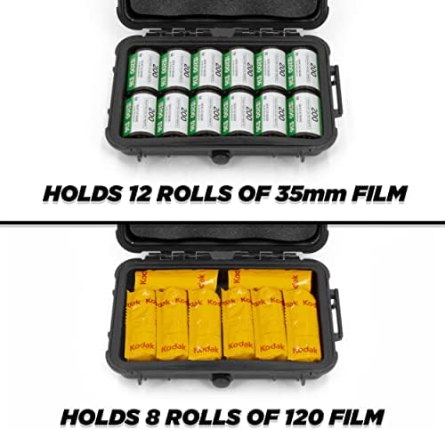 CASEMATIX Hard Shell 35mm Film Case - 7" Waterproof & Lightproof Holder for up to 12 x 35mm or 8 x 120 Film Rolls, Travel Container - Image 3