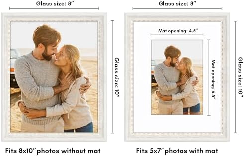 Americanflat 8x10 Vintage Picture Frame - Matted to 5x7 - White & Gold - Image 2