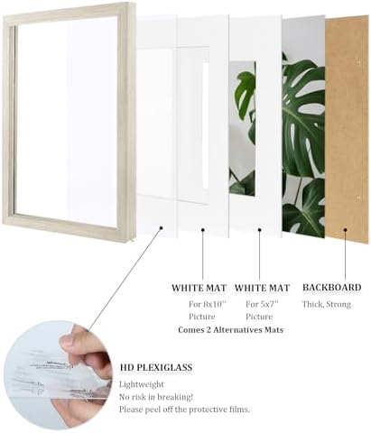 Egofine 11x14 Picture Frames Set of 4, Made of Solid Wood Covered by Plexiglass 5x7 and 8x10 with Mat or 11x14 without Mat, for Table Top Display and Wall Mounting Photo Frame Distressed Wood Grain - Image 4
