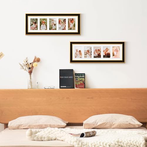Suede 8x24 Picture Frame Display 5 Opening Picture Frames Collage 4x6 Wall Decor with Mat,Multi Photo Frame for Plexiglass,Wall Decor,1Pack,Black - Image 7