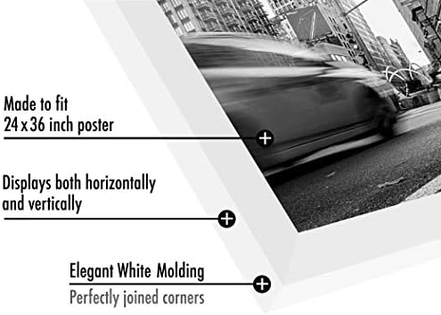 Americanflat 24x36 Poster Frame - White Engineered Wood with Polished Plexiglass - Wide Picture Frame for Vertical or Horizontal Wall Display - Epic Collection - White - Image 3