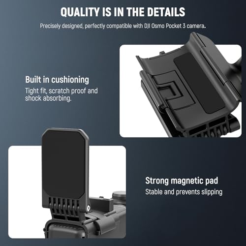 NEEWER Basics Magnetic Mount Stand Compatible with DJI Osmo Pocket 3 & Creator Combo, Multifunctional Accessories Expansion Adapter Bracket, 180° Tilt Plastic Camera Holder with Cleaning Cloth, AC015 - Image 7