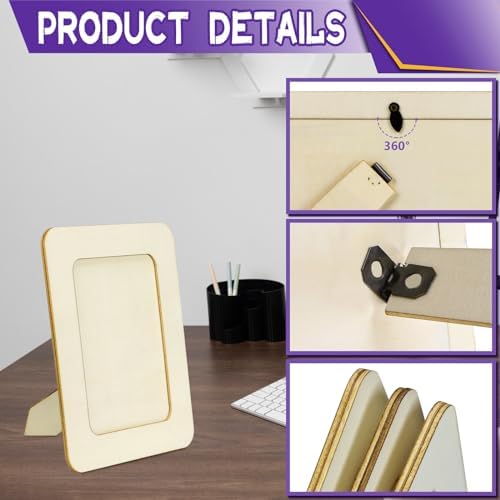 VOKOY 20 Pack Wooden Picture Frames for Crafts, DIY Wood Craft Picture Frames Bulk for 4" x 6" Photos,Unfinished Standing Photo Frames DIY Crafts Wood Decorate for Birthday Party Gifts - Image 3