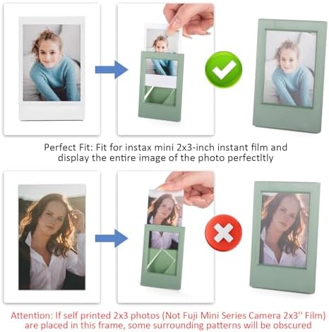 8 Pack 2x3 Mini Photo Frames for for Fuji Instax Mini 3 inch Picture/Polaroid 3-Inch Films - for Desktop Display Small Wallet Size Picture frame with Clear Protective Covers - Green - Image 4