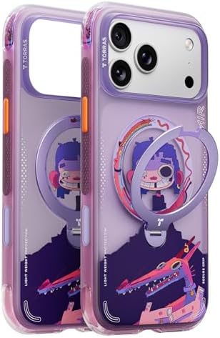 TORRAS X GAWX Q3 Air Limited Edition Case for iPhone 17 Pro 6.3 inch, Stronger Magnetic Stand, Fit for MagSafe, Heavy-Duty Protection for iPhone 17 Pro Phone Case, Camera Control, Neon NightMuse by Unknown