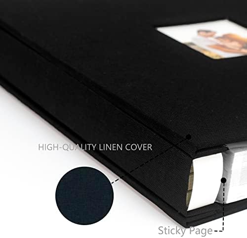Photo Album Self Adhesive Pages Scrapbook, 13.2x12.8 Black 120 Pages - Image 3