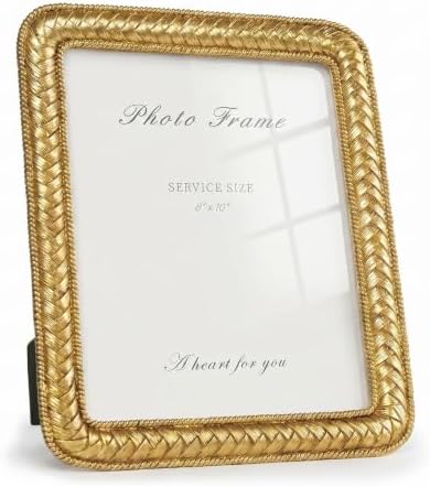 Cuspin 8x10 Gold Picture Frame, Vintage Decorative Rattan Resin Photo Frame by Cuspin