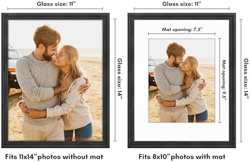 Americanflat 11x14 Vintage Picture Frame - Matted to 8x10 - Black - Image 2