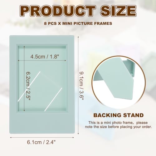 uxcell 8pcs Mini Picture Frames, 2.4 x 3.6 Inch Rectangular Film Photo Frame, Small Instant Film Photo Frame Holder for Tabletop Picture Display, Green - Image 2