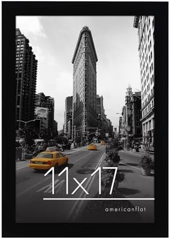 Americanflat 11x17 Picture Frame with Shatter-Resistant Glass - Signature Collection - Gallery-Style Frames Made of Engineered Wood - Photo Frame for Wall Display - Black by Americanflat