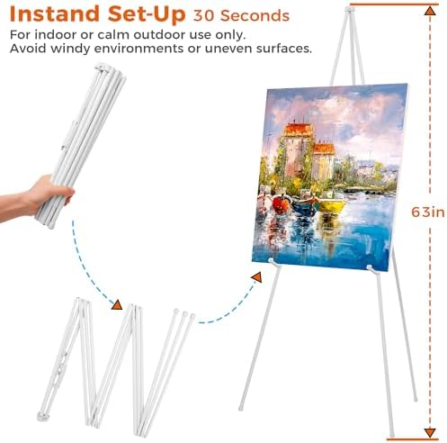 ARTASY 63" Easel Stand for Wedding Signs, White, 1 Pack with Carry Bag - Image 2