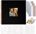 Vienrose 8x8 Inch Scrapbook DIY Small Hardcover Kraft White Pages Scrapbook Photo Album Linen Cover Scrap Book Photo Albums Scrapbooking Supplies Kit for Couple Family Wedding Travel Black by Vienrose