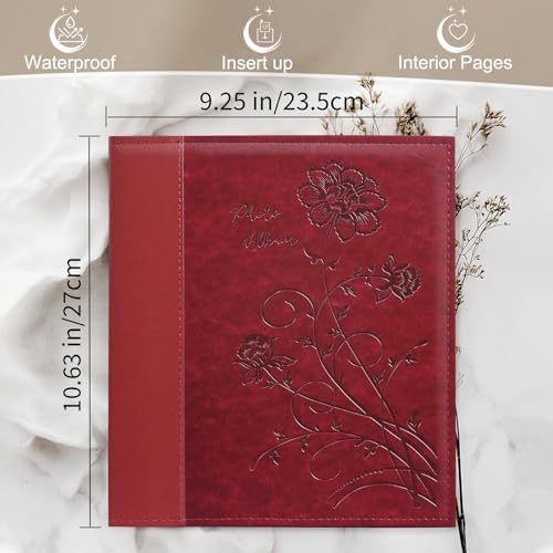 Photo Album 8x10 2 Packs Clear Pages Pockets Leathe Cover Slip Slide in Photo Album Each Holds 100 Vertical 8x10 Photos Picture Book for Wedding Family (Red) - Image 2