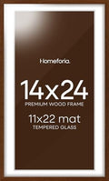 Homeforia 14x24 Brown Oak Picture Frame, High-End Wood, 11x22 Mat, Glass by Homeforia