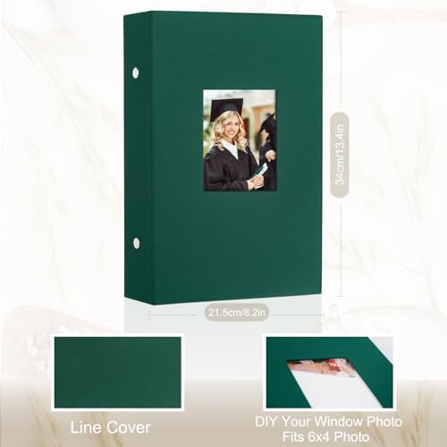 Artmag Fabric Photo Album 4x6 300 Large Capacity for Family Wedding Anniversary Linen Album Holds 300 Horizontal Photos (300 Pockets, Dark Green) - Image 2