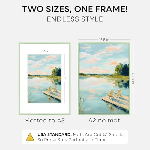 Homeforia A2 Green Picture Frame, High-End Metal, A3 Mat, Glass - Image 2