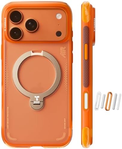 TORRAS Ostand Q3 Air for iPhone 17 Pro Max Case with 360 Magnetic Stand, Fit for MagSafe, Mil-Grade Drop Tested, Camera Control Button, Shockproof Phone Case for iPhone 17 Pro Max 6.9", Horizon Orange by Unknown