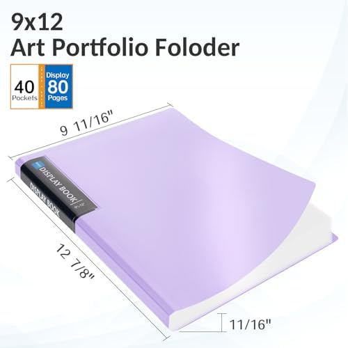 Sooez Art Portfolio 9"x12", 40 Pockets Large Folder Display 80 Pages - Image 2