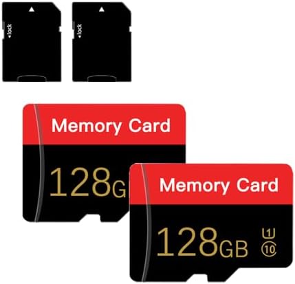 2 Pack Micro Memory Card 128 GB with Adapter, C10/UHS-I/A1, TransFlash Card, TF Card for Camera, Smartphone, Tablet, Drone (Red 128GB*2-S) by Unknown
