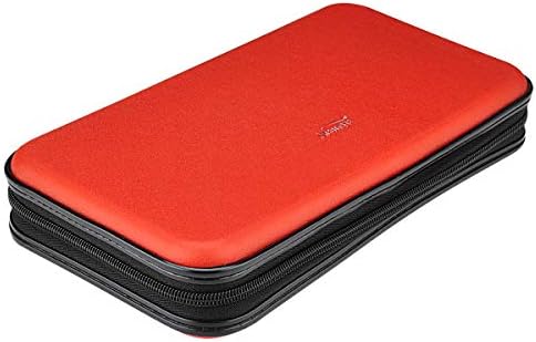 CD DVD Case, 72 Capacity Heavy Duty Wallet, DVD CD Case Holder for Car, Hard Shell Sturdy case, CD Disk Holder, DVD disc Binder, Booklet, Protective Blu-ray Wallet (72 Capacity,Red) - Image 4