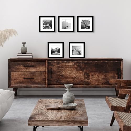 Americanflat 9x9 Picture Frame 5-Pack - Matted to 6x6 - Black - Image 5