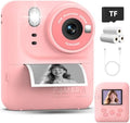 Okaloka Kids Instant Print Camera Toys,1080P HD Toddler Digital Video Camera,Christmas Birthday Gifts for Girls Boys Age 3-12 Year Old - TF Card Included (Pink) by Okaloka