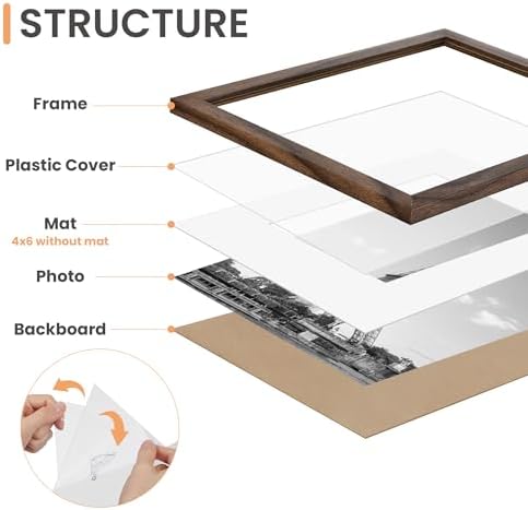 upsimples Picture Frames set of 19, Including 8x10, 5x7, 4x6 Brown Frame - Image 3