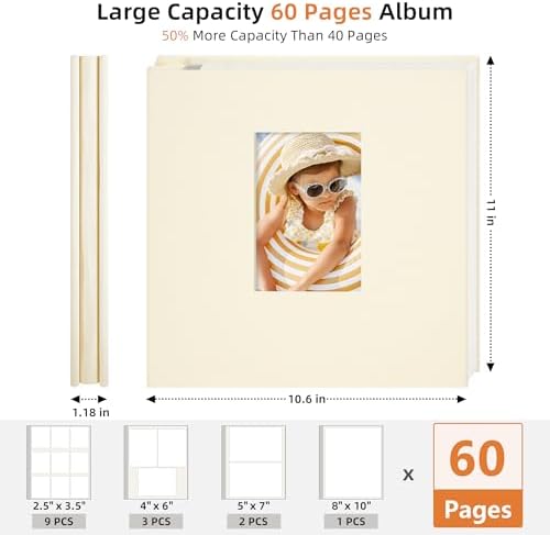 Self Adhesive Photo Album, 60 Pages, 11x10.6 Inch, Beige - Image 2