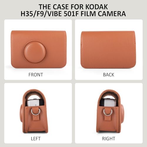 Protective Case Compatible for Kodak EKTAR H35/H35N/Ultra F9/VIBE 501F Film Camera, PU Leather Carrying Bag and Film Storage Case for KODAK H35/H35N/Ultra F9/VIBE 501F Film Camera - Brown - Image 4