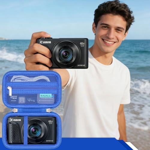 RAIALL Camera Case for Canon PowerShot SX740 HS/ SX730 HS/ SX720 HS/ SX620 HS Digital Camera, 4K Video Camera Hard Carrying Case Protective Travel Bag, Mesh Pocket for Batteries and USB Cable, Blue - Image 7