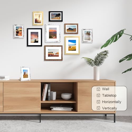 8x10 Picture Frame Set of 2, 8 x 10 Wood Photo Frames with Mat for 5x7, Wooden Frame with Real Glass Cover for Wall and Tabletop Display,Black - Image 6