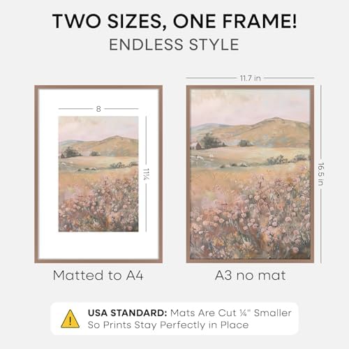 Homeforia A3 Mocha Picture Frame, High-End Metal, A4 Mat, Glass - Image 2