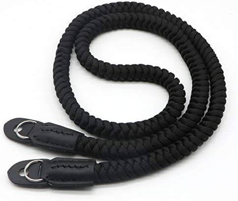 Paracord Woven Camera Neck Shoulder Strap Belt Hand Compatible with Canon Nikon Sony Olympus Pentax Fujifilm Panasonic SLR DSLR Digital Mirrorless Cameras 42 inch Black by HITHUT