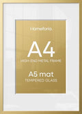 Homeforia A4 Gold Picture Frame, High-End Metal, A5 Mat, Glass by Homeforia