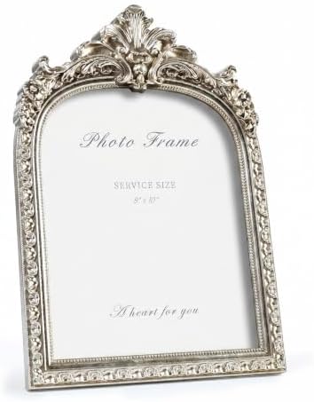 Cuspin 8x10 Picture Frame Silver Vintage Ornate Arched Resin Frame by Cuspin