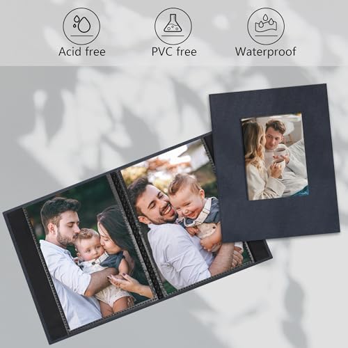 Small 4x6 Photo Album 100 Pockets Linen Cover Gray Blue - Image 3